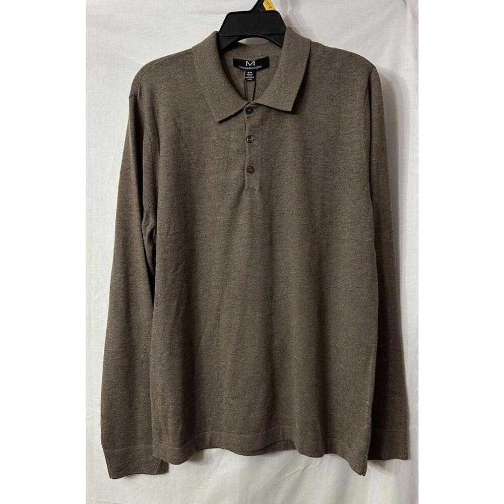 NWT Magaschoni Mens Wool Blend Long Sleeve Pullover Casual Shirt Size‎ Medium